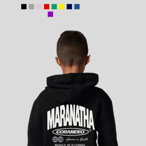 Pre Save Maranatha x Coram Deo Collection “POLERON CON GORRO NIÑO”.